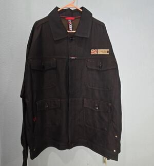 Vintage Willie Esco XXL Black Red Stitch Cargo Pockets Duns Trucker Jacket